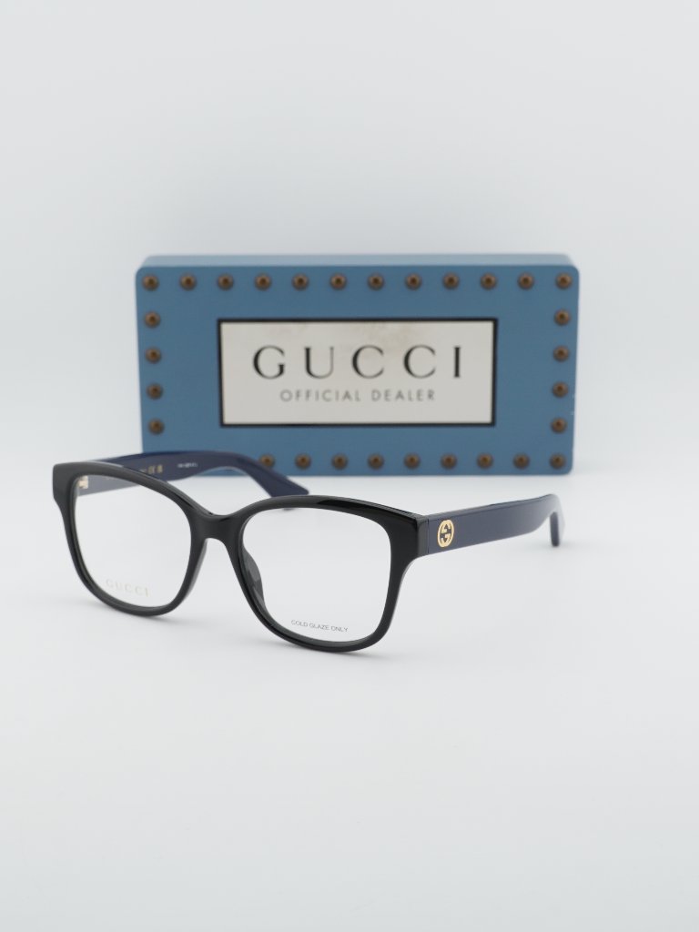 Gucci Gg1340o 010 Square Eyeglasses - Shiny Black/Blue 54mm